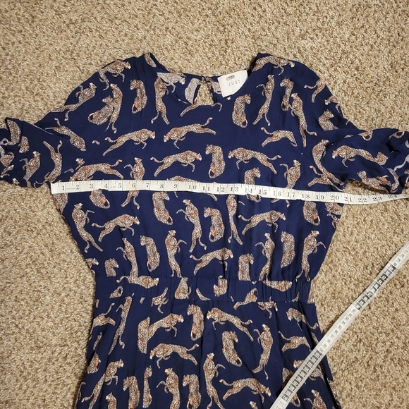 Anthropologie Navy Blue Tiger Printed Dress - Picture 6 of 8